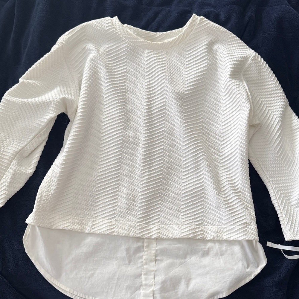Rafaella White Textured Blouse